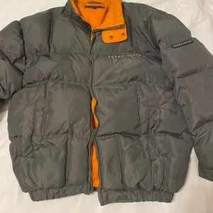 Perry Ellis Portfolio Men's Puffer Jacket Gray/Orange Coat  Size  Large PreowneD